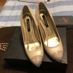 Off white studded heels